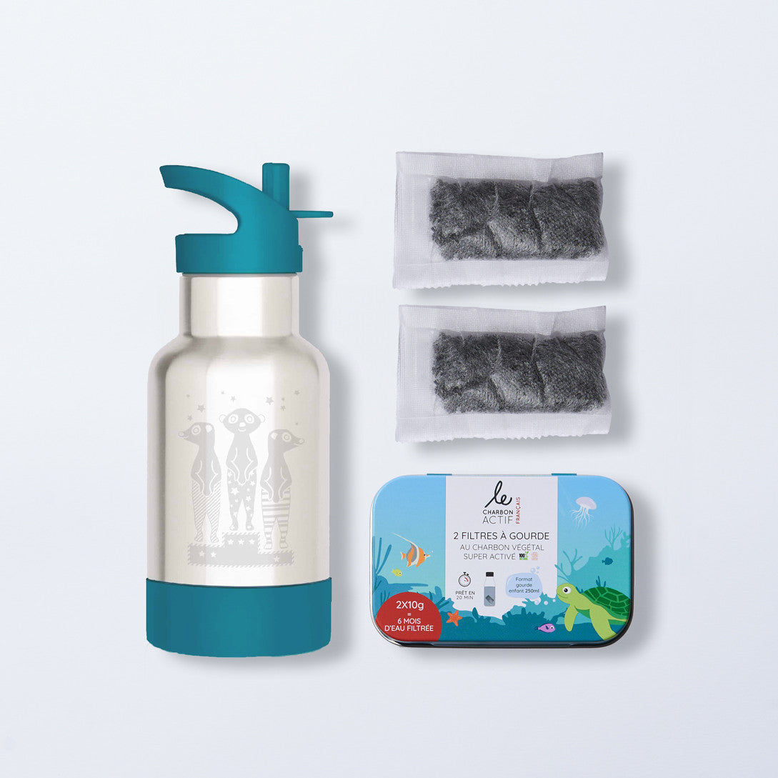 Coffret enfant : gourde + filtres à eau-0